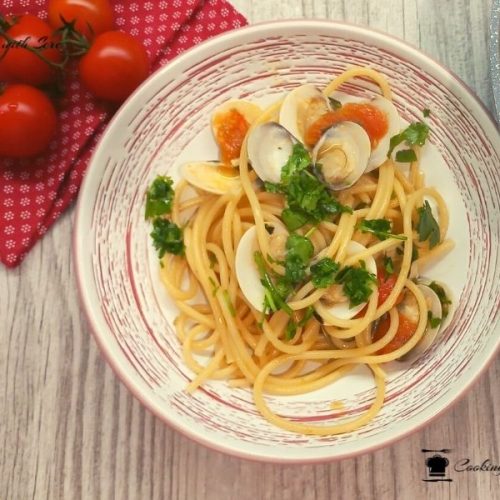 spaghetti con vongole surgelate e pomodorini