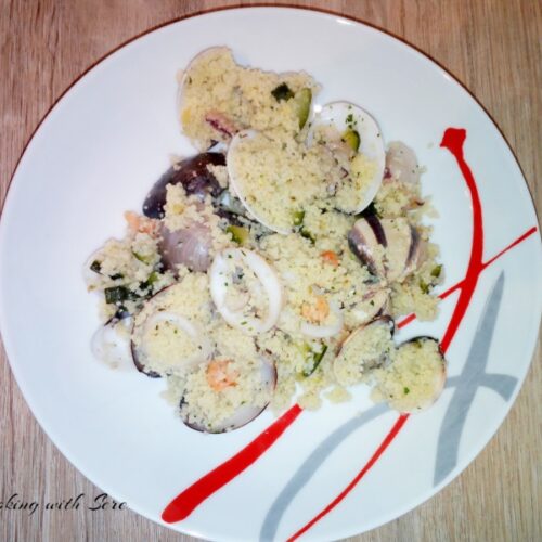 Cous Cous con zucchine vongole calamari e gamberetti